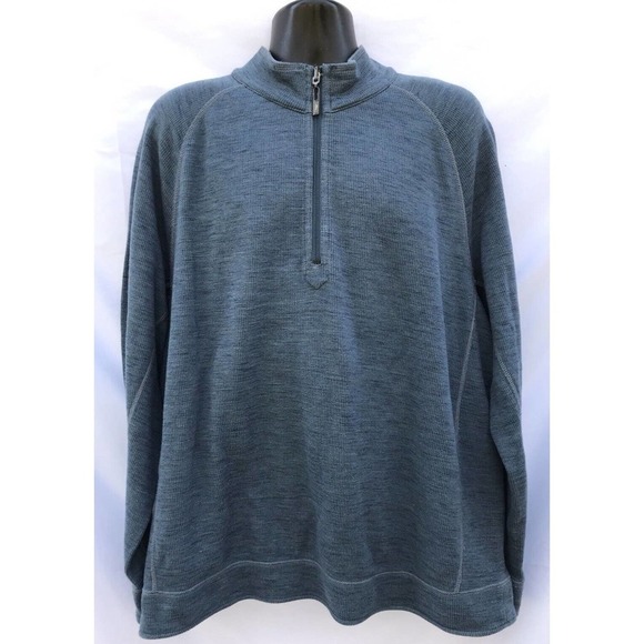 Tommy Bahama Blue 1/4 Zip Sweater Reversible Mens Sz XL - Picture 1 of 7